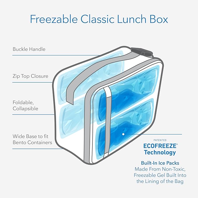 PackIt(R) Freezable Classic Lunch Box, Magenta, Built with EcoFreeze(R) Technology, Collapsible, Reusable, Zip Closure With Zip Front Pocket and Buckle Handle, Designed for Fresh Lunch On the Go