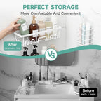 Veken 6-Pack Rustproof&Waterproof Shower Caddy, Adhesive Shelves Rack with Soap Holder, Large Bathroom & Washroom Organizer, No Drilling Wall-Mounted Kitchen&Home Decor,Ideal for Bathtub Storage,White