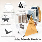 Tangkula Laundry Drying Rack, Foldable Clothes Drying Rack with Height Adjustable Wings, 33 Drying Rails & Sock Clips, Freestanding Gullwing Garment Stand for Indoor & Outdoor Use (White+Grey)