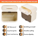 Homol No Drill Plastic Toilet Paper Holder Collection - Universal for Kitchen, Living Room, Office & Bathroom | Free-Standing, Wall-Mounted, Adhesive (with Shelf/Storage Function)