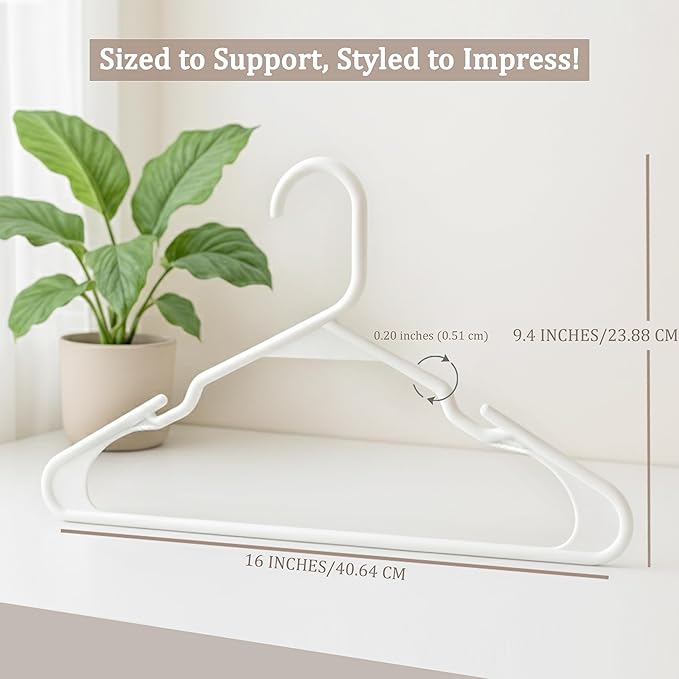 Utopia Home - Plastic Hangers 50 Pack - Space Saving Clothes Hanger - Durable and Strong Closet Organizers and Storage Makes It Ideal Stocking Stuffers or Apartment or Dorm Room Essentials (White)