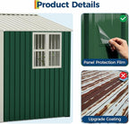 8x10 FT Outdoor Storage Shed,450CU.T Metal Tool Shed with Clear Window, Lockable Doors,Large Garden Storage Box with Sloping Roof，Sheds&Outdoor Storage for Backyard Garden Patio Lawn, Green