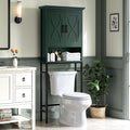 Over The Toilet Storage Cabinet, Over Toilet Storage, Above The Toilet Cabinet with Inner Adjustable Shelf and Open Storage, Forest Green