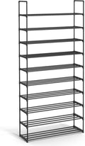 SONGMICS Shoe Rack, 10-Tier Shoe Organizer, Metal Storage Shelf, Upright or Upside Down, for 44-55 Pairs, for Entryway, 11.8 x 36.2 x 68.1 Inches, Black ULSA011B01