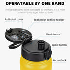 Fanhaw 20 oz Insulated Stainless Steel Water Bottle with Anti-Dust Chug Lid, Leakproof Vacuum Metal Bottle for Kids, Women & Men (Yellow)