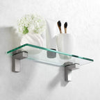 KES Bathroom Shelf, Tempered Glass Shelf 14 Inch 8MM-Thick Wall Mount Rectangular, Brushed Nickel Bracket, BGS3201S35-2