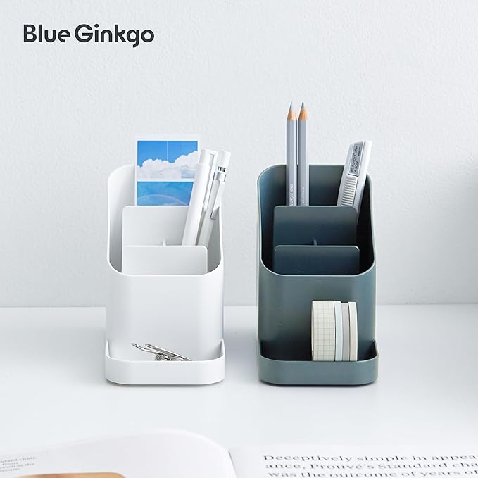 BLUE GINKGO Desk Holder – Korean-Made Office Organizer for Pencils, Pens, Notes, and Desk Supplies (Green)