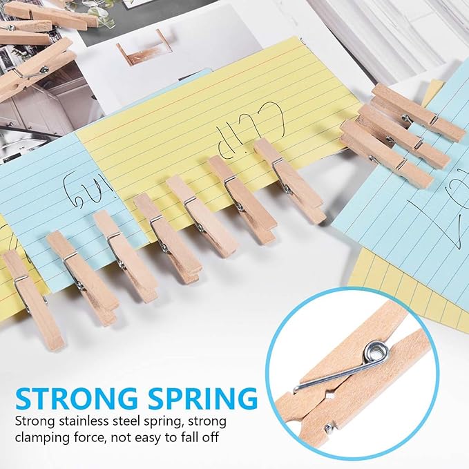 SenseYo 400 Pcs 1.9 Inch Wooden Clothespins Clips for Hanging Clothes, Craft, Home