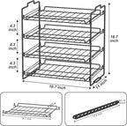4 Tiers Stackable Can Rack Organizer, Wear-resistant Upgrade Beverage Food Can Dispenser Holder Holds up to 48 Cans for Kitchen Cabinet and Pantry (Black)