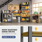 18" D Heavy Duty Garage Shelving Unit, 4-Tier Adjustable Shelf, Sturdy Metal Storage Shelves for Garage, Basement, Pantry & Warehouse, 63" H x 35" W x 18" D, Storage Rack, Black