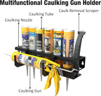 UNITEDPOWER Caulking Gun Holder 6+1, Wall Mount Hand Caulking Gun Storage Rack, Caulk Tube Organizer for Workshop, Shop, Garage