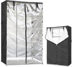 Wire Rack Covers,Heavy Duty 600D Dustproof Waterproof Storage Rack Covers for Metal Shelves,Storage Shelf Cover with Zipper for Wire Shlef,48''W x 19''D x 72''H,Black with Clear Front