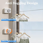 Danpoo Retractable Clothesline Indoor Outdoor, Heavy Duty Anti-Sag Wall Mounted Laundry Drying Line with Stainless Steel Rope
