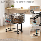Rolling Laundry Cart, 80L Wire Laundry Hamper Basket on Wheels, Dirty Clothes Basket with Handle, Metal Clothes Hamper Organizer for Laundry Room, Bathroom, Bedroom, Dorm, Black