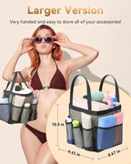 Temede Mesh Shower Caddy Tote, Large Shower Caddy Basket Portable, Quick Dry Hanging Toiletry Bag, 8 Storage Pocket Handle Bath Organizer for College Dorm, Gym, Camp, Travel
