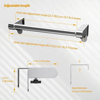 VEHHE Kitchen Towel Holder, Hand Screwed Telescopic Kitchen Towel Rack, Stainless Steel Adjustable Length and Width Over The Cabinet Door Towel Rack with EVA Foam Pad (Silver)