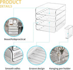 4-Tier Acrylic Paper Tray Organizer with Pen Holder | Clear Stackable Desk Organizer for Documents, Letters, A4 Paper | Modern Office/Classroom/Home Organization