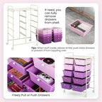Giantex 10 Drawers Rolling Cart, Classroom Organizers, Storage Cart with Wheels, for Teacher Office Home School Supplies Tool Craft Art Paper, Purple Gradient
