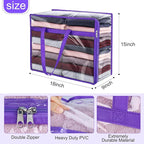 4 Pack Clear Zippered Storage Bags for Clothes, Closet Organizers and Storage Vinyl Bag for Bedding, Linen, Blankets, Comforters, Clothes & Toys Multi Purpose & Space Saver PVC Organizers