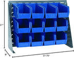 Quantum Storage Systems QBR-2721-230-12BL Ultra Bin Complete Bench Rack Package with 12 Ultra Bins, 27" x 8" x 21" , Blue