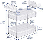 Bathroom Counter Organizer, 2 Tier Makeup Skincare Storage Tray with Hair Dryer Holder and Toothbrush Rack, Perfume Organizer Vanity Shelf for Countertop, Dresser (Transparency)