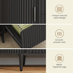 SEDETA 39.4" Filing Cabinet for Home Office, 2 Drawer File Cabinet, fit Legal/Letter/A4 Size, Modern Fluted Filing Cabinets with 2 Sliding Door Storage, Printer Stand, Black