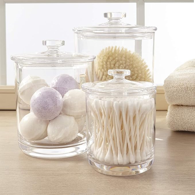 STORi Premium Quality Clear Plastic Apothecary Jars | Set of 3