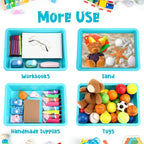 Hoteam 10 Pcs Flat Storage Organizer Tray Bin Letter Size Paper Tray for Classroom Plastic Stackable File Organizer for School Office Teacher Book Organization（ Teal, 13.78 x 9.84 x 3.15 Inch）