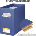 BALEINE File Organizer Box, Cardboard File Folder Organizer with Handle for Letter Size, Portable Collapsible Hanging Filing Box for Home Office Document Storage (2 Pack, Navy)