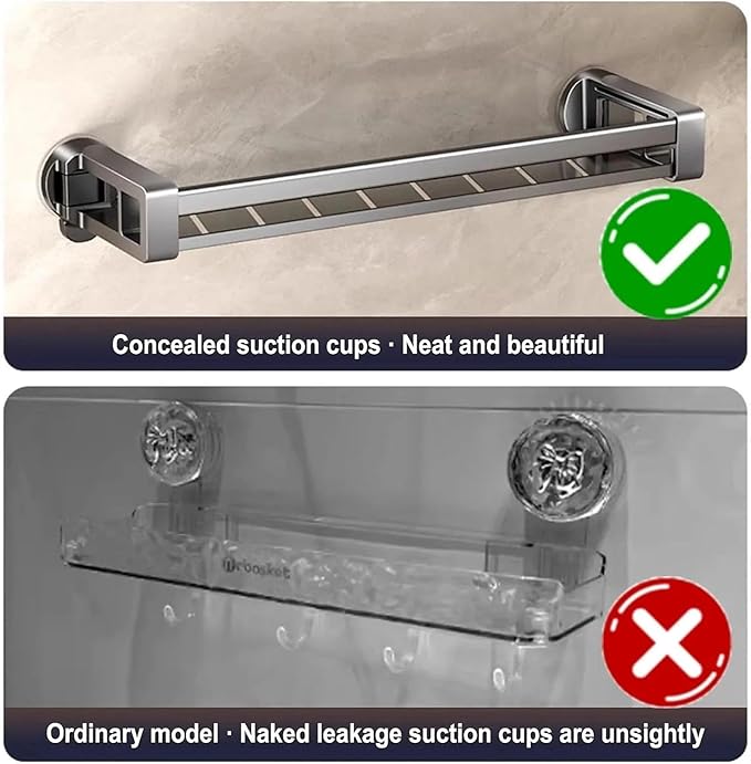 Concealed Suction Cup Shelf, No Drilling, Heavy Duty Wall-Mounted Organizer for Bathroom and Kitchen Storage(30cm)