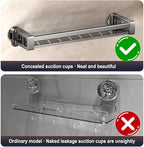 Concealed Suction Cup Shelf, No Drilling, Heavy Duty Wall-Mounted Organizer for Bathroom and Kitchen Storage(30cm)