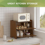 Double Layer Bread Box for Kitchen Countertop, Large Breadbox Bread Container Storage with Acrylic Door, Wooden Farmhouse Bread Holder (Brown, Medim-15.7" L x 9.5" W x 13" H)