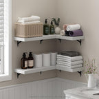 Furinno Tanna Floating Shelves for Wall Set of 4, 22-Inch Bathroom Wall Shelf, Wall Mounted Shelf, for Bathroom Organizers and Storage, Living Room, White Texture