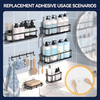 YASONIC 9-Pack Shower Caddy Adhesive Replacement - Transparent Shower Adhesive Strips, No Drilling Hooks for Bath Storage Shelves, Kitchen Racks, Basket & Soap Holder
