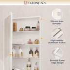 Keonjinn White Medicine Cabinet Mirror 24" x 32", Assembly Needed, Recessed Medicine Cabinet with Mirror for Bathroom, Beveled Framed, Surface Wall-Mounted or Recessed, Tempered Glass