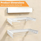 Wall Mounted Clothes Drying Rack 32", Collapsible Space Saving Laundry Drying Rack with 50 lb Capacity, Laundry Room Organization for Clothes, Foldable, 5 Rods, White