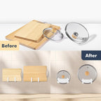 Pot Lid Rack, Wall Mounted 304 Stainless Steel Pan Lid Organizer Holder, Self Adhesive, Kitchen Cooking Utensil Tool (White)