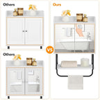 HOOBRO Medicine Wall Cabinet with Mirror, Bathroom Storage Cabinet with Hidden Space and Towel Bar, Double Mirrored Doors, Detachable Shelf, for Bathroom, Living Room, White BW41CW01