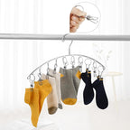 Toplife Clothes Hanger with 10 Clips, Stainless Steel, Windproof, for Drying Socks, Bras, Underwears, Baby Clothes, Hats, Scarfs, Towels, Pants and Gloves, Set of 4 (Indoors)