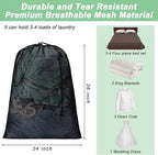 2 Pack Mesh XL Laundry Bags,Machine Washable Dirty Clothes Organizer with Drawstring and ID Tag, Large Laundry Hamper Liner Enough to Laundry Essentials for Travel, Sports(24"x 36",White)