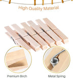 Wood Clothes Pin,Natural Birchwood Clothespins,Strong Grip,Heavy Duty Outdoor Clothes Clips for Hanging Clothes, Art, Crafts, Photo Displays,3.55 Inch,Pack of 24