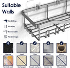 Shower Caddy Adhesive Shower Organizer 7-Pack, Rustproof Stainless Steel Bathroom Shelves, Large Capacity No-Drill Rack Storage Accessories with Soap Dish Toothbrush Holder Hooks