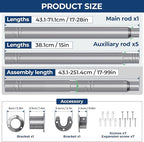 Mavivegue Closet Rod, 17 to 99 Inch Adjustable Closet Rods for Hanging Clothes, Silver Hanging Rod for Closet Wardrobes Laundry RV, Bathroom