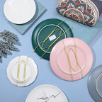 Hotop 12 Pieces Plate Hangers for Wall Stainless Steel Wire Invisible Heavy Duty Plate Hangers Display Holders with 12 Pieces Hooks for Wall Decorative(4-5 Inch,Gold)