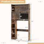 Giantex Over The Toilet Storage Cabinet, Farmhouse Space Saver with Sliding Door, Toilet Paper Holder, Side Hooks & Adjustable Shelves, Over Toilet Bathroom Organizer for Laundry, Restroom (Brown)