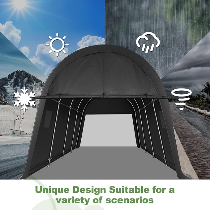 COBIZI Carports 10x20 Heavy Duty Car Canopy Garage with Removable Doors & Vents, Galvanized Frame Portable Carport Canopy Outdoor Storage Shelter with All-Season Tarp for Car Boat Truck