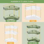 NATURE'S SOURCE Makeup Organizer for Vanity, 3-Tier Corner Bathroom Organizer Countertop with Makeup Brush Holder, Corner Counter Storage for Bathroom Dresser- Green