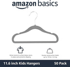 Amazon Basics Kids Velvet, Non-Slip Clothes Hangers for Infant and Toddler, 11.6 inches (for Baby Clothes), Gray (Pack of 4)
