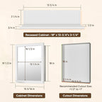 Antok Medicine Cabinet with Mirror 15x19 inch, Wall-Mounted Bathroom Mirrors with Storage Modern, in Recessed Vanity Medicine Cabinets Door Wooden Frame Shelf Surface Mount Over Sink Organizer, White