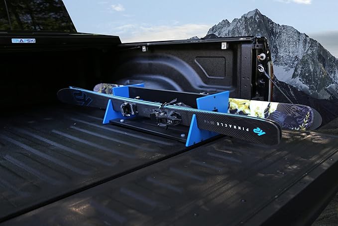 TRAPSKI Mobile Racing and XC Ski Rack Marine Grade HDPE Plastic | UV Protected | Premium Strap Included | 3 Year Warranty | Made in The USA | Veteran Owned Business (Black, Double)